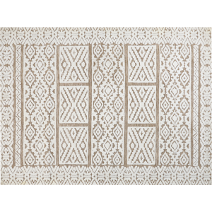 Beliani Area Rug Off-White and Beige Polyester 300 x 400 cm Abstract Pattern Motif Living Room Bedroom Modern Design Material:Polyester Size:xx300