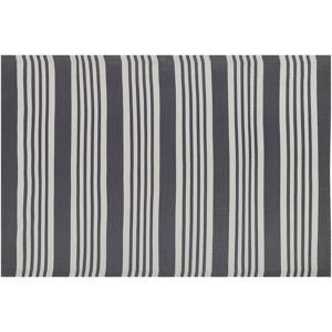 Beliani Outdoor Rug Mat Black and Light Grey Synthetic 120 x 180 cm Striped Pattern Modern Material:Polypropylene Size:xx120