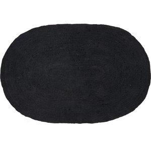 Beliani Area Rug Black Jute 160 x 230 cm Braided Oval Underfloor Heating Suitable Natural Living Room Bedroom Material:Jute Size:xx160