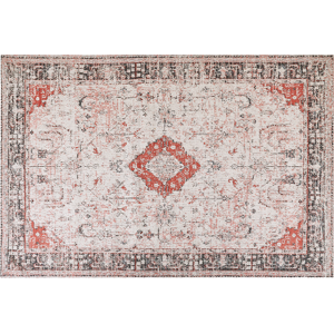 Beliani Area Rug Red and Beige Cotton Polyester 200 x 300 cm Oriental Pattern Distressed Vintage Home Decor Material:Cotton Size:xx200