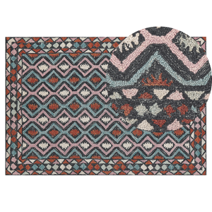 Beliani Area Rug Mulitcolour Wool 140 x 200 cm Flat Weave Hand Tufted Geometric Pattern Material:Wool Size:xx140