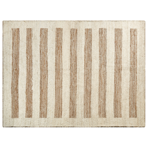 Beliani Area Rug Beige Jute and Cotton 300 x 400 cm Cut Shuttle Paddle Handwoven Floor Material:Cotton Size:xx300