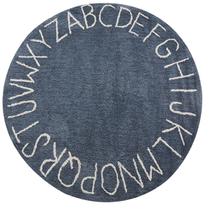 Beliani Area Rug Dark Blue Cotton ø 120 cm Round Handmade with Alphabet Boho Style Living Room Kids Children's Room Material:Cotton Size:xx120