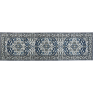 Beliani Runner Rug Runner Grey and Blue Polyester 60 x 200 cm Oriental Distressed Living Room Bedroom Decorations Material:Polyester Size:xx60