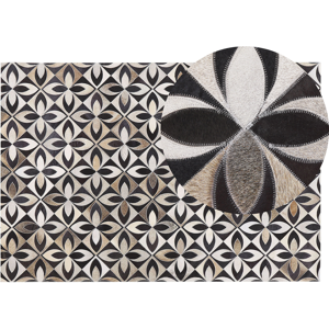 Beliani Area Rug Multicolour Cowhide Leather 140 x 200 cm Floral Pattern Patchwork Material:Cowhide Leather Size:xx140