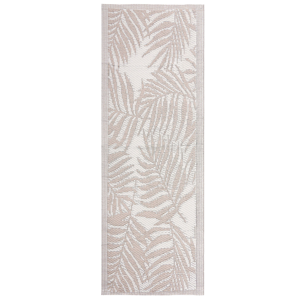 Beliani Outdoor Rug Mat Beige Synthetic 60 x 105 cm Palm Leaf Floral Pattern Eco Friendly Modern Material:Polypropylene Size:xx60