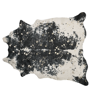 Beliani Area Rug  Black and White Faux Cowhide Leather 150 x 200 cm with Gold Spots Irregular Modern Rustic Material:Polyester Size:xx150