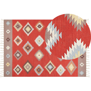 Beliani Kilim Area Rug Multicolour Cotton 160 x 230 cm Low Pile Geometric Pattern Rectangular Traditional Material:Cotton Size:xx160