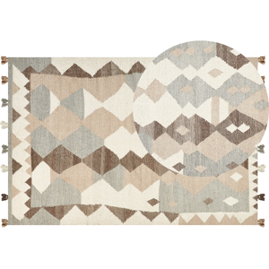 Beliani Kilim Area Rug Multicolour Wool and Cotton 160 x 230 cm Handmade Woven Boho Patchwork Pattern with Tassels Material:Wool Size:xx200