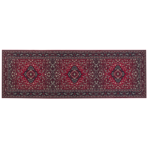 Beliani Runner Rug Red Polyester 80 x 240 cm Hallway Kitchen Runner Long Carpet Anti-Slip Backing Material:Polyester Size:xx80