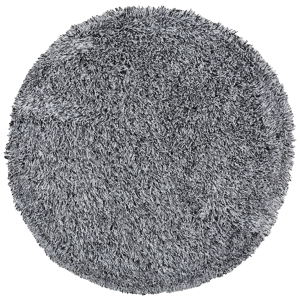 Beliani Shaggy Area Rug High-Pile Carpet Solid Black and White Polyester Round 140 cm Material:Polyester Size:xx140