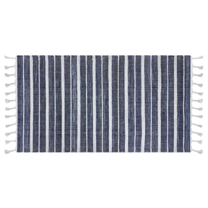Beliani Area Rug Blue Fabric 80 x 150 cm Living Room Bedroom Stripe Pattern Modern Material:Synthetic Material Size:xx80