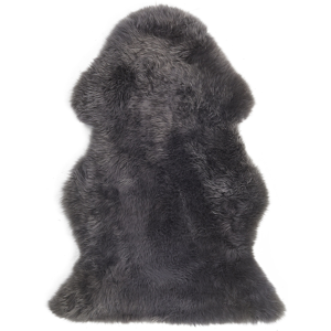 Beliani Leather Area Rug Dark Grey Sheepskin Fluffy Throw Cover Living Room Bedroom Material:Sheepskin Size:xx65