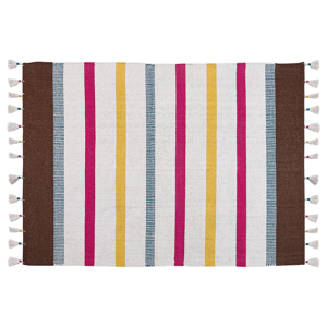 Beliani Area Rag Rug Multicolour Stripes Cotton 160 x 230 cm Rectangular Hand Woven Material:Cotton Size:xx160