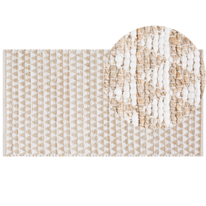 Beliani Rug Beige Jute and Cotton Blend 80 x 150 cm Hand Woven Geometric Pattern Material:Cotton Size:xx80