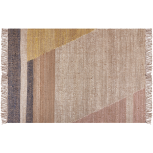 Beliani Area Rug Carpet Brown  Jute Geometric Pattern 140 x 200 cm cm Rustic Boho Material:Jute Size:xx140