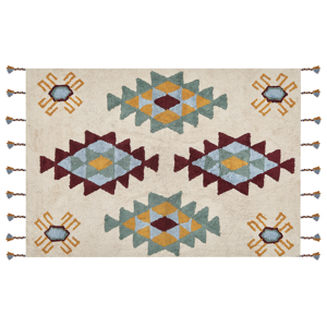 Beliani Area Rug Multicolour Cotton 160 x 230 cm Rectangular Hand Tufted Tribal Motif Living Room Bedroom Material:Cotton Size:xx160