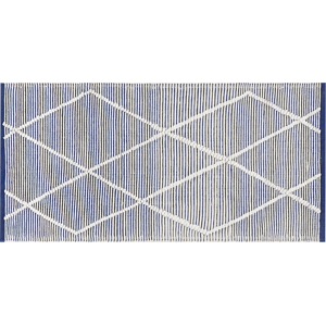 Beliani Area Rug White and Blue Cotton 80 x 150 cm Rectangular Hand Woven Modern Design Material:Cotton Size:xx80