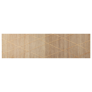 Beliani Runner Rug Beige Jute 80 x 300 cm Geometric Pattern Hand Woven Boho Hallway Bedroom Material:Jute Size:xx80