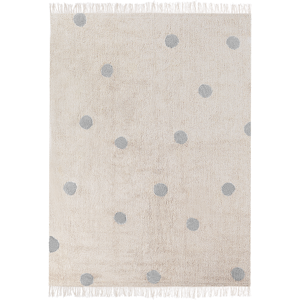 Beliani Area Rug Beige and Grey Cotton Dots Pattern 140 x 200 cm Low Pile for Children Playroom  Material:Cotton Size:xx140