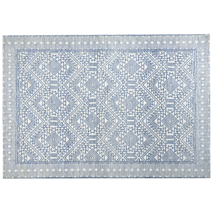 Beliani Area Rug Blue and White Polyester 160 x 230 cm Geometric Pattern Solid Colour Modern Minimalistic Living Room Rug Material:Polyester Size:xx160