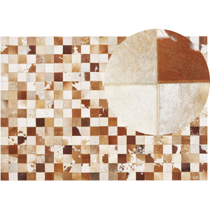 Beliani Area Rug Brown and White Cowhide Leather 160 x 230 cm Patchwork Pattern Material:Cowhide Leather Size:xx160