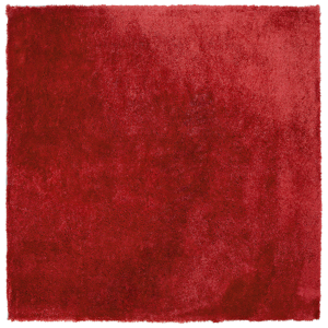 Beliani Shaggy Area Rug Red Cotton Polyester Blend 200 x 200 cm Fluffy Dense Pile  Material:Polyester Size:xx200