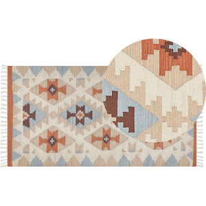 Beliani Kilim Area Rug Multicolour Cotton 80 x 150 cm Reversible Geometric Pattern Rectangular Traditional Material:Cotton Size:xx80