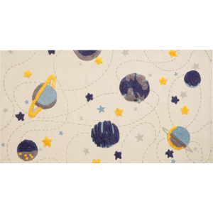 Beliani Area Rug Multicolor Planets Stars Print 80 x 150 cm Low Pile Runner for Children Playroom  Material:Cotton Size:xx80