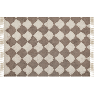 Beliani Area Rug Brown and Beige Cotton 140 x 200 cm Rectangular with Tassels Geometric Pattern Boho Oriental Style Material:Cotton Size:xx140