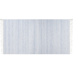 Beliani Area Rug Light Blue Recycled PET 80 x 150 cm Indoor Outdoorwith Fringe Material:Synthetic Material Size:xx80