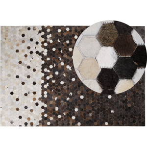 Beliani Area Rug Brown with Beige Leather 160 x 230 cm Rustic Patchwork Material:Cowhide Leather Size:xx160