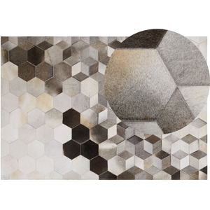 Beliani Cowhide Area Rug Grey Hair on Leather Geometric Patchwork Pattern 160 x 230 cm Material:Cowhide Leather Size:xx160