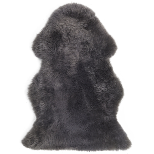 Beliani Leather Area Rug Dark Grey Sheepskin Fluffy Throw Cover Living Room Bedroom Material:Sheepskin Size:xx65