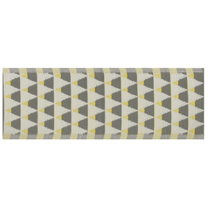 Beliani Outdoor Area Rug Grey and Yellow Synthetic Materials Rectangular 60 x 105 cm Triangle Pattern Balcony Accessories Material:Polypropylene Size:xx60