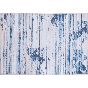 Beliani Area Rug Carpet Beige and Blue Polyester Fabric Abstract Distressed Pattern Rubber Coated Bottom 160 x 230 cm Material:Polyester Size:xx160