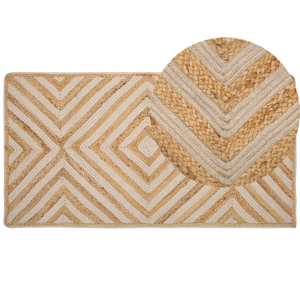 Beliani Area Rug Carpet Beige Cotton Jute Geometric Pattern 80 x 150 cm Rustic Boho Material:Cotton Size:xx80