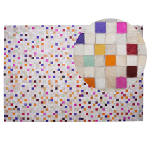 Beliani Area Rug Carpet Multicolour Cowhide Leather Patchwork Pattern Rectangular 140 x 200 cm Material:Cowhide Leather Size:xx140