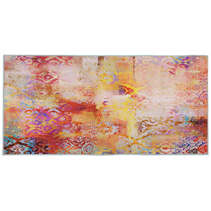 Beliani Area Rug Carpet Multicolour Polyester Fabric Abstract Pattern Rubber Coated Bottom 80 x 150 cm Material:Polyester Size:xx80