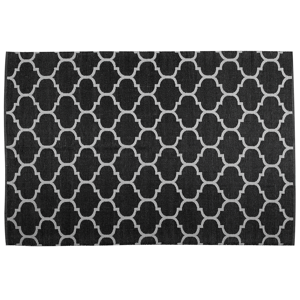 Beliani Area Rug Carpet Black and White Reversible Synthetic Material Outdoor and Indoor Quatrefoil Pattern Rectangular 140 x 200 cm Material:PVC Size:xx140