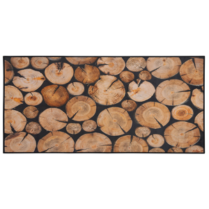 Beliani Area Rug Carpet Brown Fabric Modern Pattern Wood Log 3D Print Rectangular 80 x 150 cm Material:Polyester Size:xx80