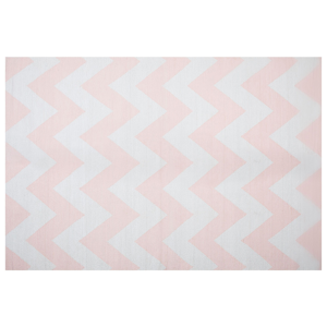 Beliani Area Rug Carpet Pink and White Polyester Fabric Chevron Pattern Rectangular 160 x 230 cm Material:PVC Size:xx160