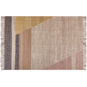 Beliani Area Rug Carpet Brown  Jute Geometric Pattern 160 x 230 cm cm Rustic Boho Material:Jute Size:xx160