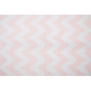 Beliani Area Rug Carpet Pink and White Polyester Fabric Chevron Pattern Rectangular 140 x 200 cm Material:PVC Size:xx140