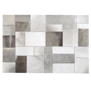Beliani Area Rug Brown and Grey Cowhide Leather 140 x 200 cm Handcrafted Patchwork Vintage Material:Cowhide Leather Size:xx140
