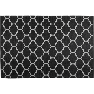 Beliani Area Rug Carpet Black and White Reversible Synthetic Material Outdoor and Indoor Quatrefoil Pattern Rectangular 160 x 230 cm Material:PVC Size:xx160