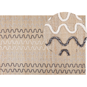 Beliani Area Rug Carpet Beige Jute Geometric Pattern 160 x 230 cm cm Rustic Boho Material:Jute Size:xx160