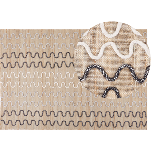 Beliani Area Rug Carpet Beige Jute Geometric Pattern 140 x 200 cm cm Rustic Boho Material:Jute Size:xx140