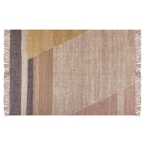 Beliani Area Rug Carpet Brown  Jute Geometric Pattern 140 x 200 cm cm Rustic Boho Material:Jute Size:xx140