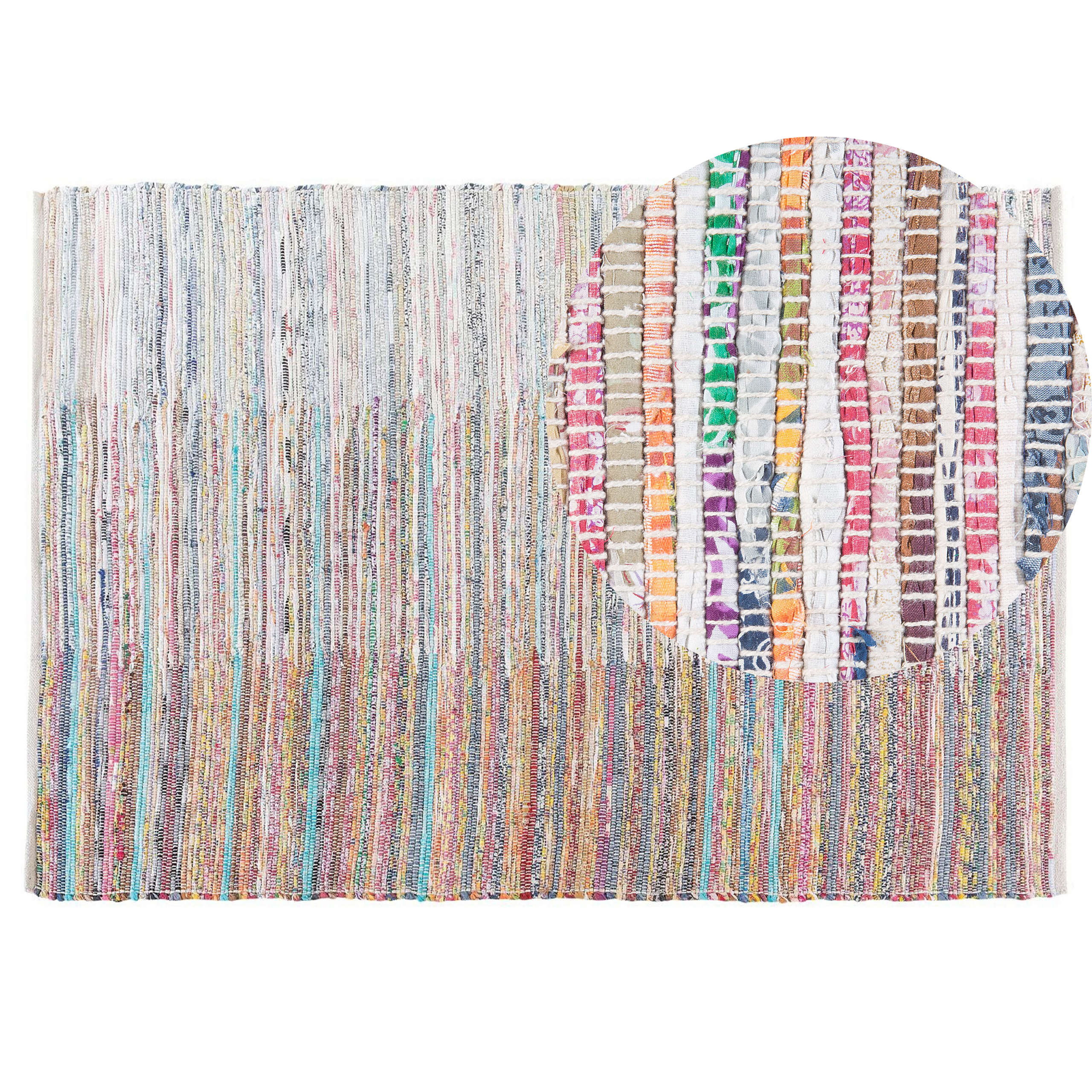 Beliani Area Rag Rug Multicolour Stripes Cotton 140 x 200 cm Rectangular Hand Woven